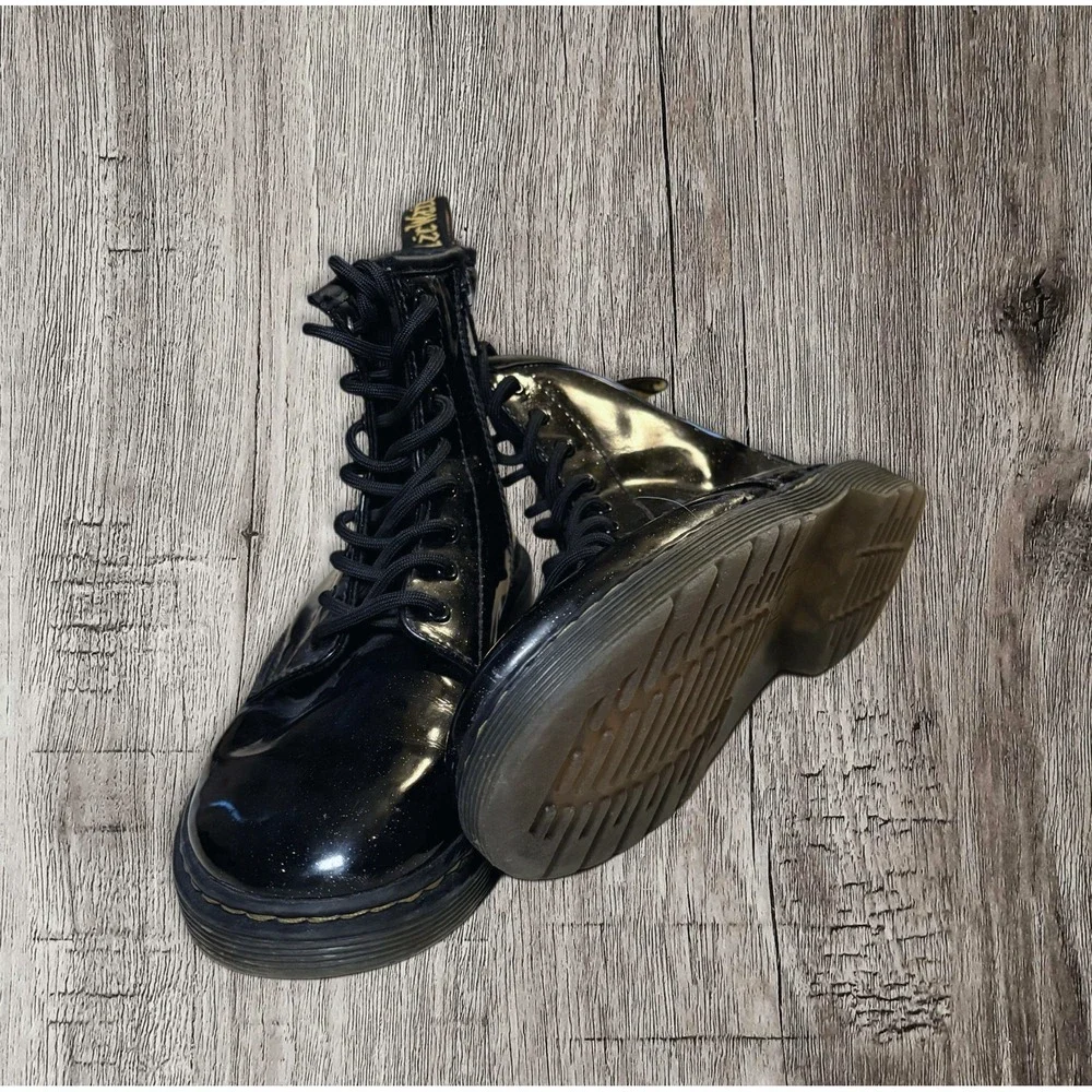 Dr. Martens Doc Boots Youth Size 3 Black Leather Side Zipper1460 J AW004